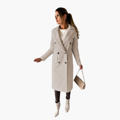 Manteau d'hiver long et élégant pour femme, coupe croisée classique