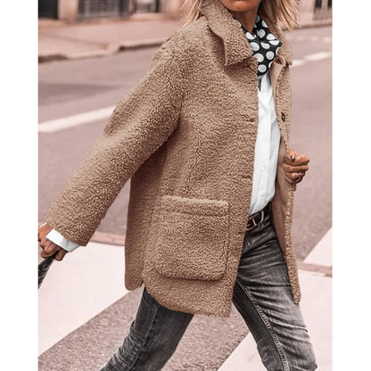 Manteau d'hiver femme boutons doublé doux