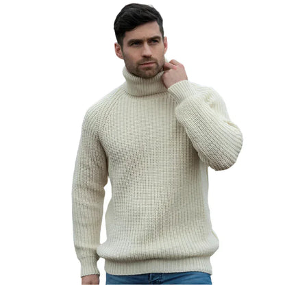 Pull en maille chaude à col montant pour homme