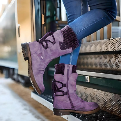 Bottes d'hiver femme chaudes à lacets
