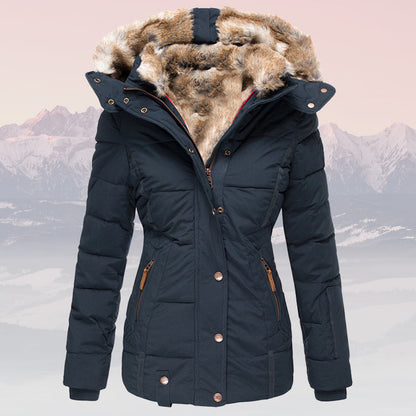 Doudoune d'hiver chaude avec col et capuche en fourrure