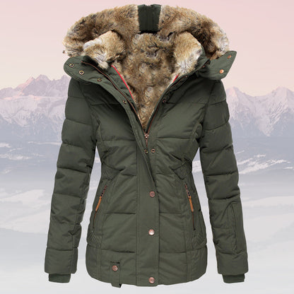Doudoune d'hiver chaude avec col et capuche en fourrure