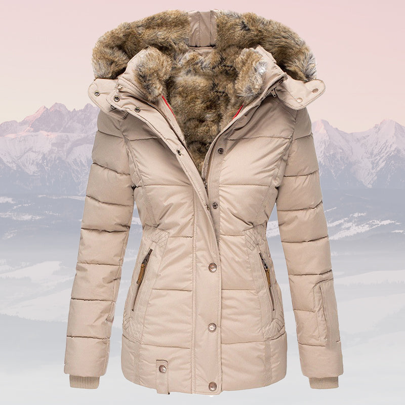 Doudoune d'hiver chaude avec col et capuche en fourrure