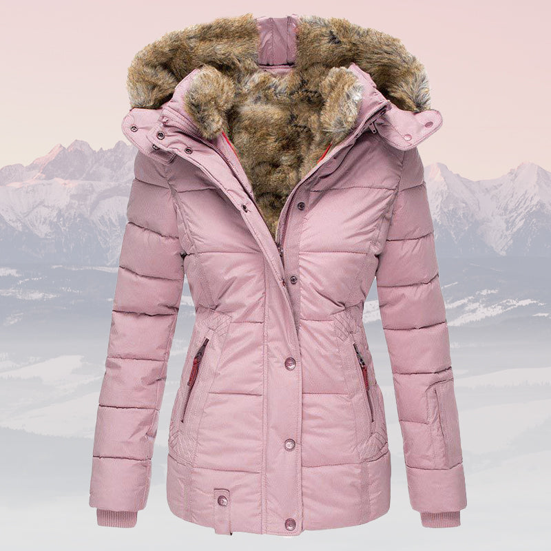 Doudoune d'hiver chaude avec col et capuche en fourrure