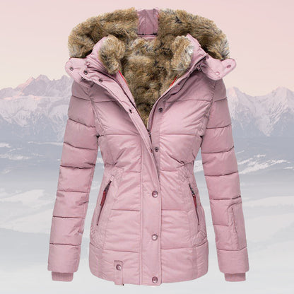 Doudoune d'hiver chaude avec col et capuche en fourrure