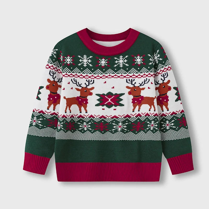 Pull-over enfant motif cerf doux et chaud