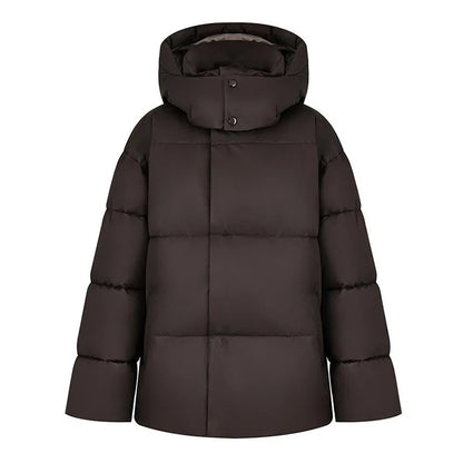 Longue veste d'hiver chaude pour femme avec capuche et col montant