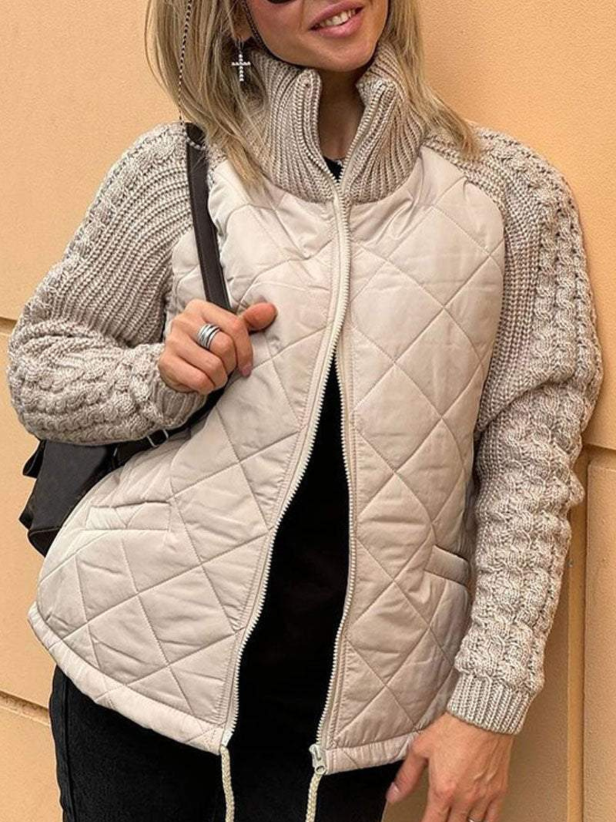Veste d'hiver femme Tricot Fermeture éclair Chaude