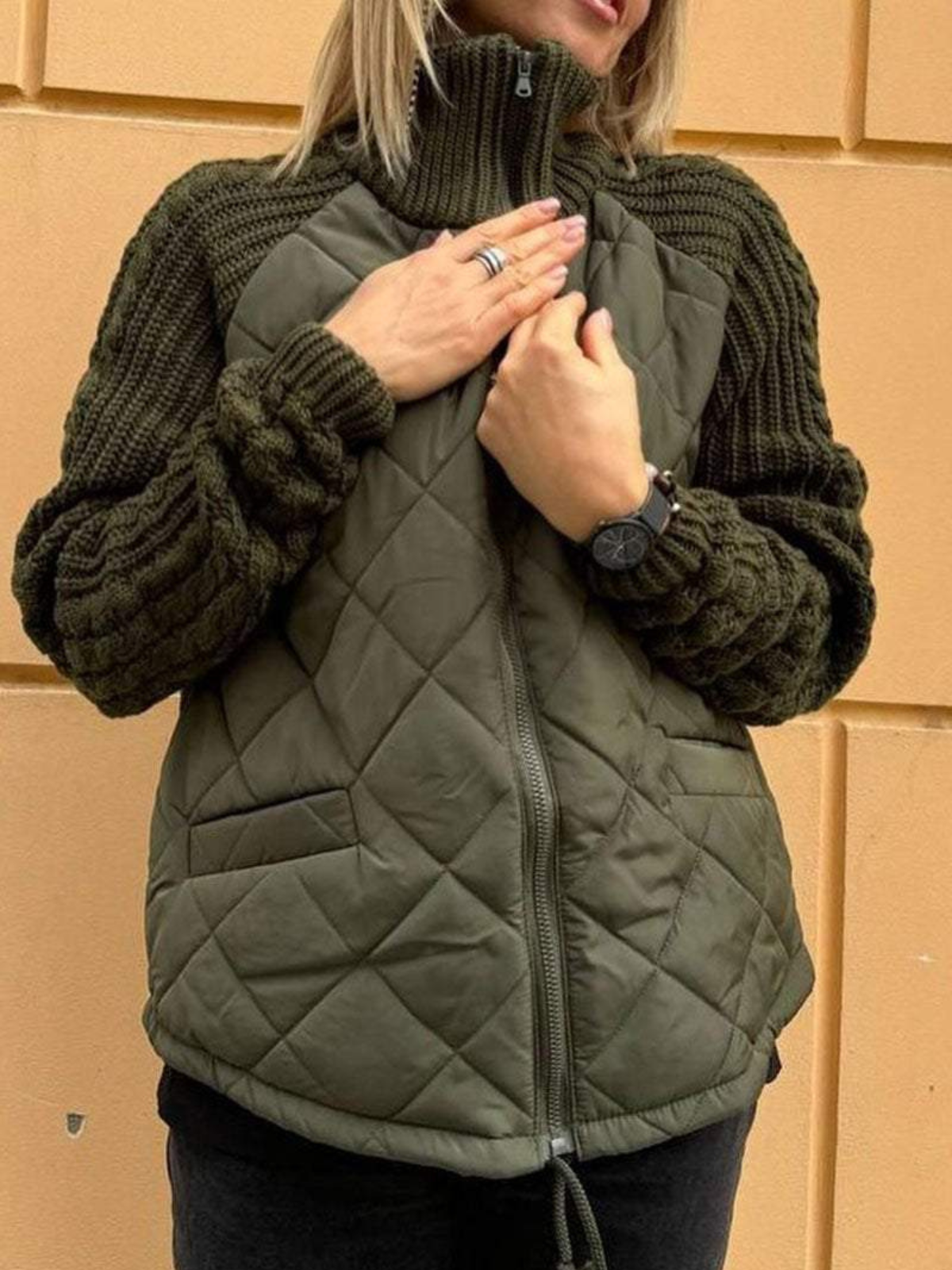 Veste d'hiver femme Tricot Fermeture éclair Chaude
