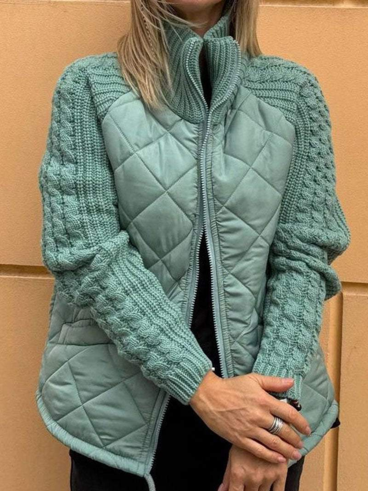 Veste d'hiver femme Tricot Fermeture éclair Chaude
