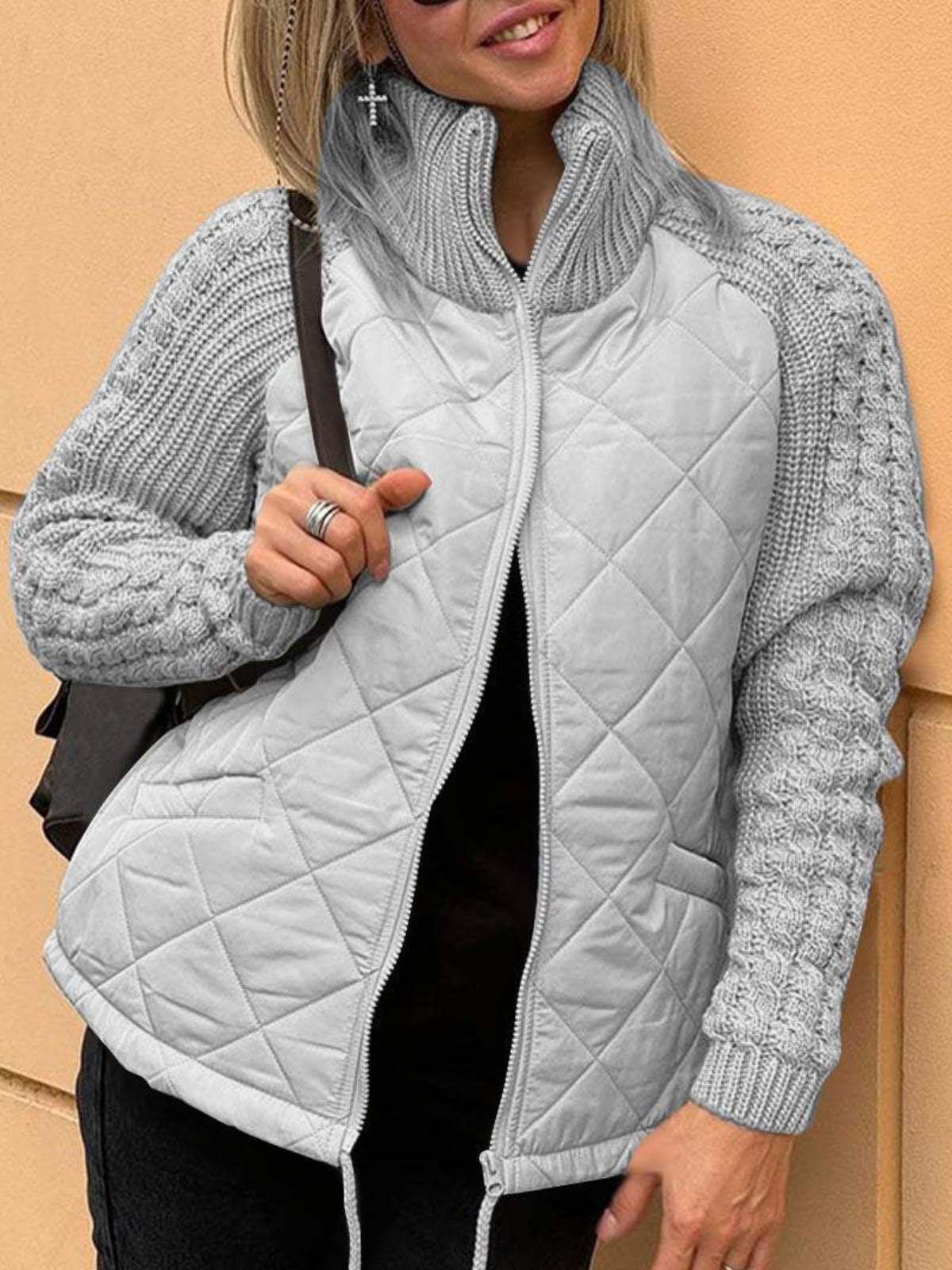 Veste d'hiver femme Tricot Fermeture éclair Chaude