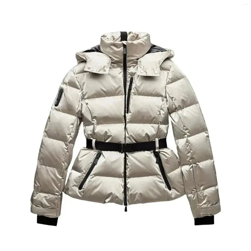 Doudoune matelassée élégante pour femme avec ceinture