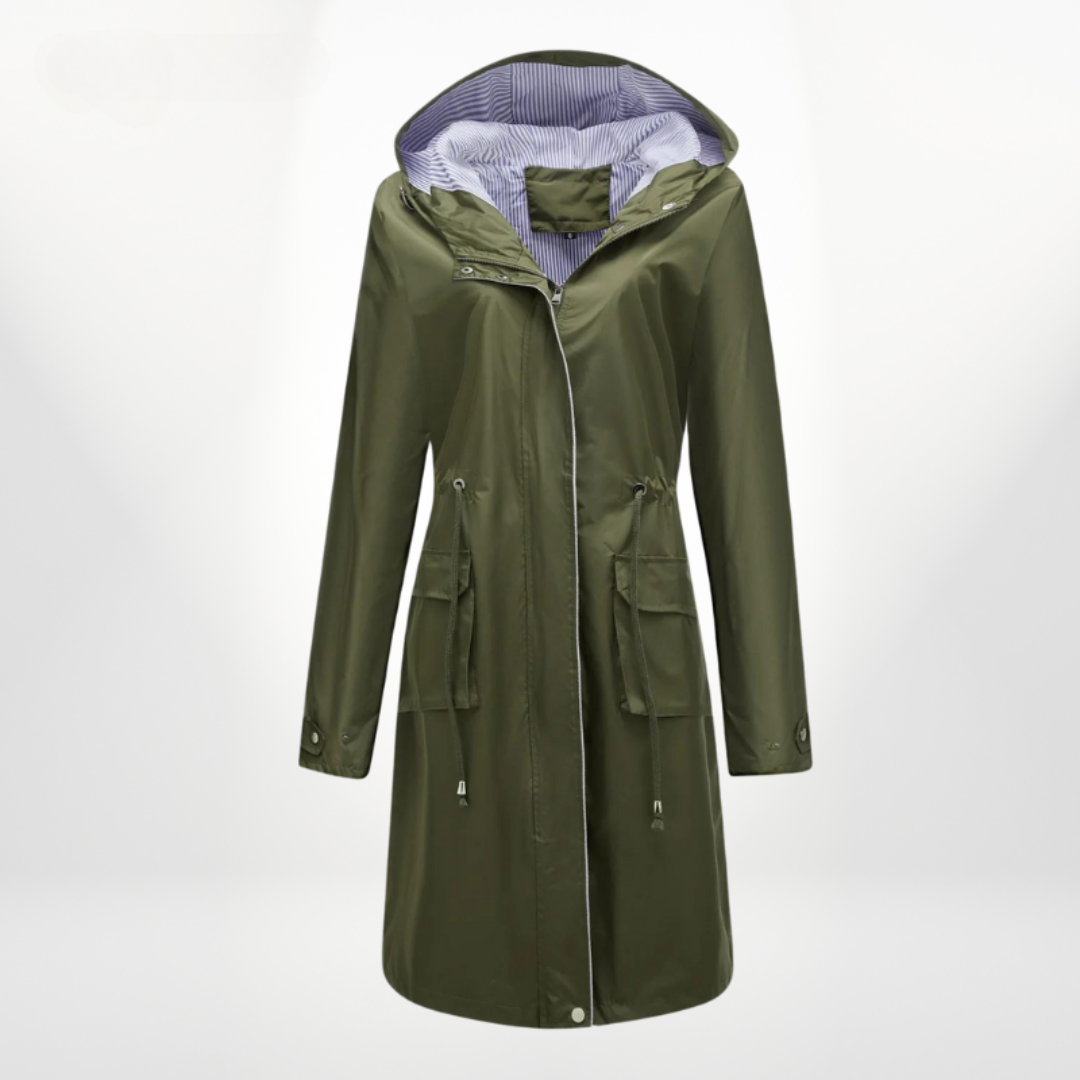 Imperméable long imperméable pour femme avec capuche