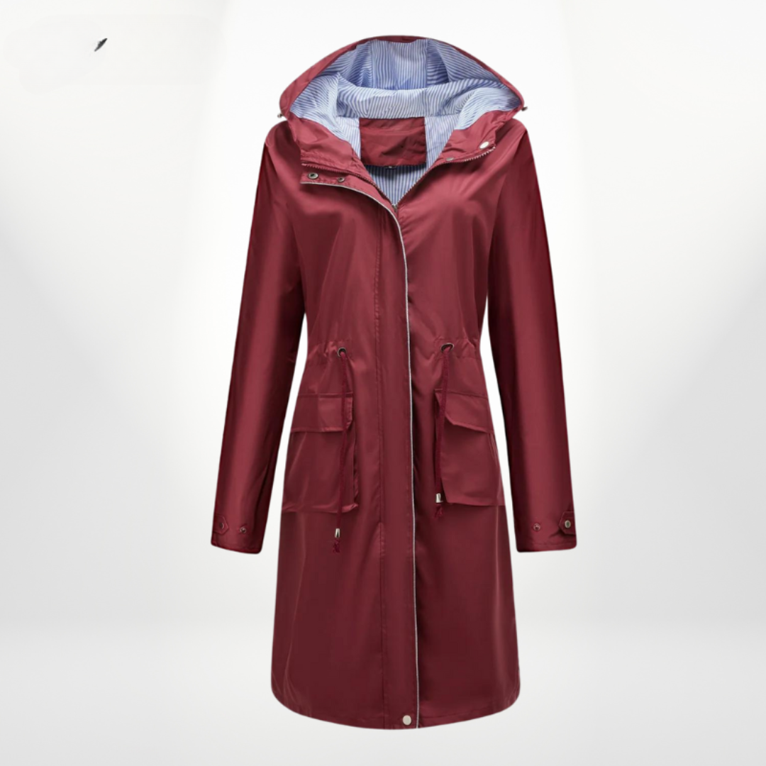Imperméable long imperméable pour femme avec capuche