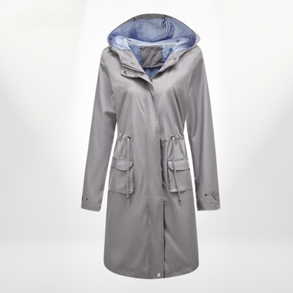Imperméable long imperméable pour femme avec capuche