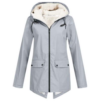 Veste imperméable chaude pour femme avec capuche et doublure polaire