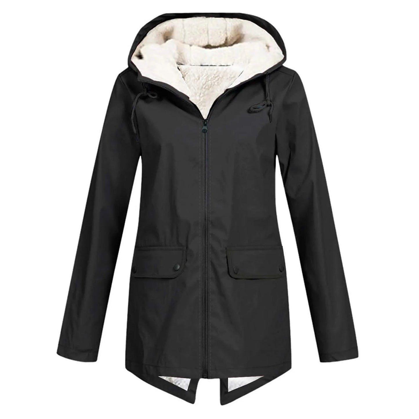 Veste imperméable chaude pour femme avec capuche et doublure polaire