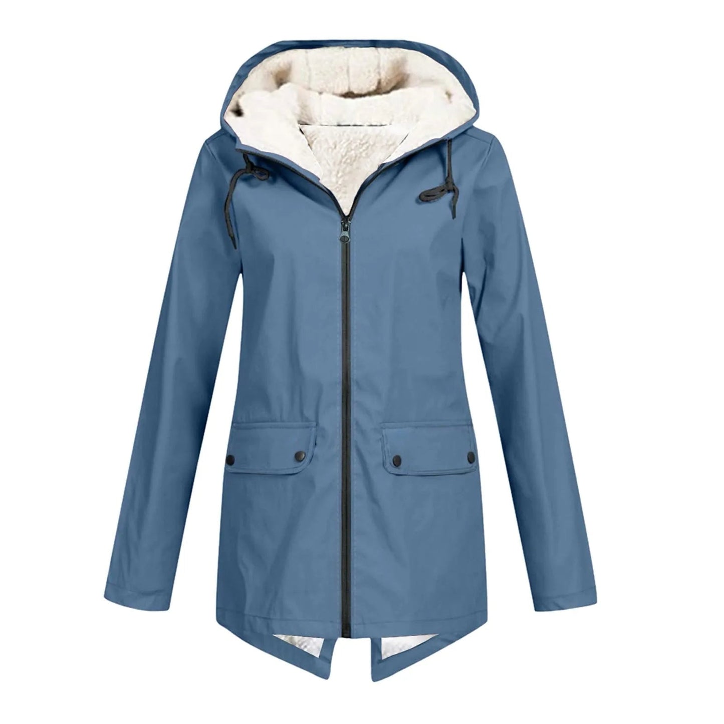 Veste imperméable chaude pour femme avec capuche et doublure polaire