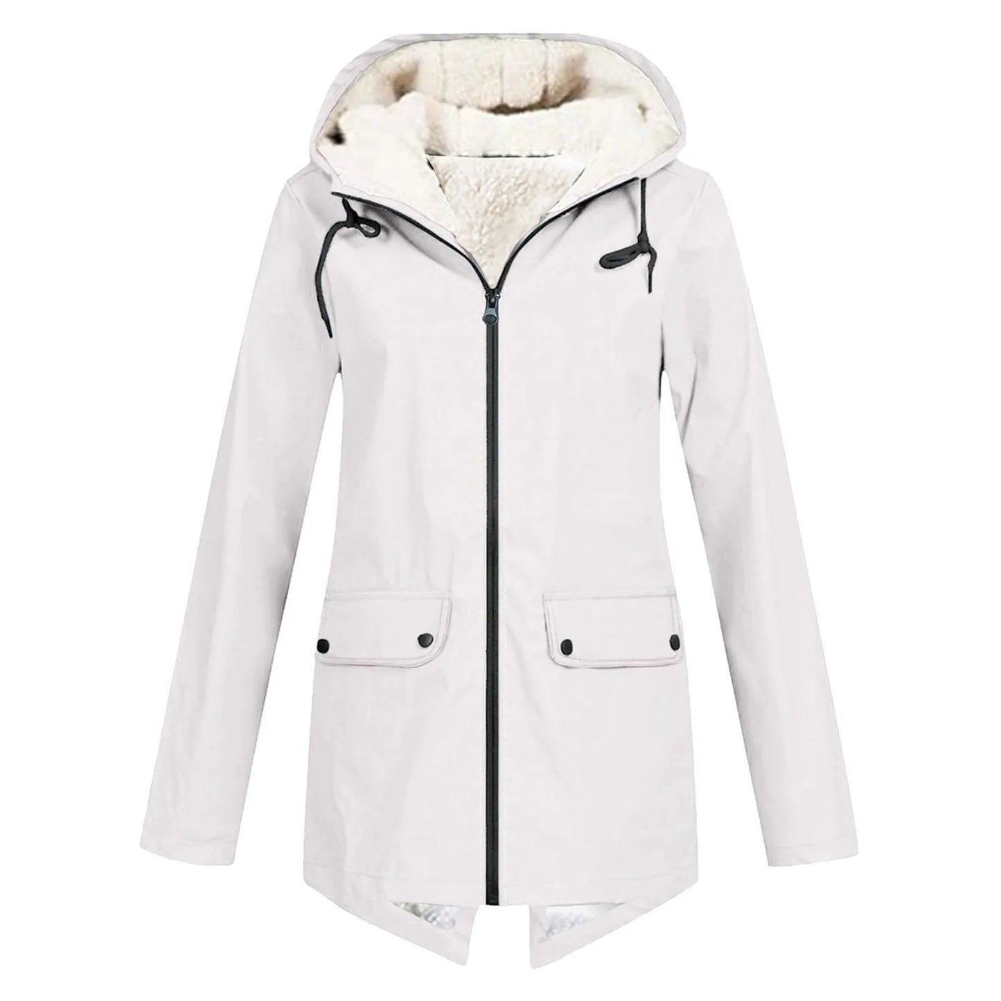 Veste imperméable chaude pour femme avec capuche et doublure polaire