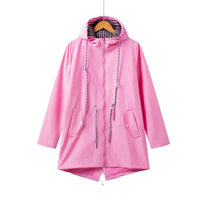 Veste longue imperméable femme à capuche