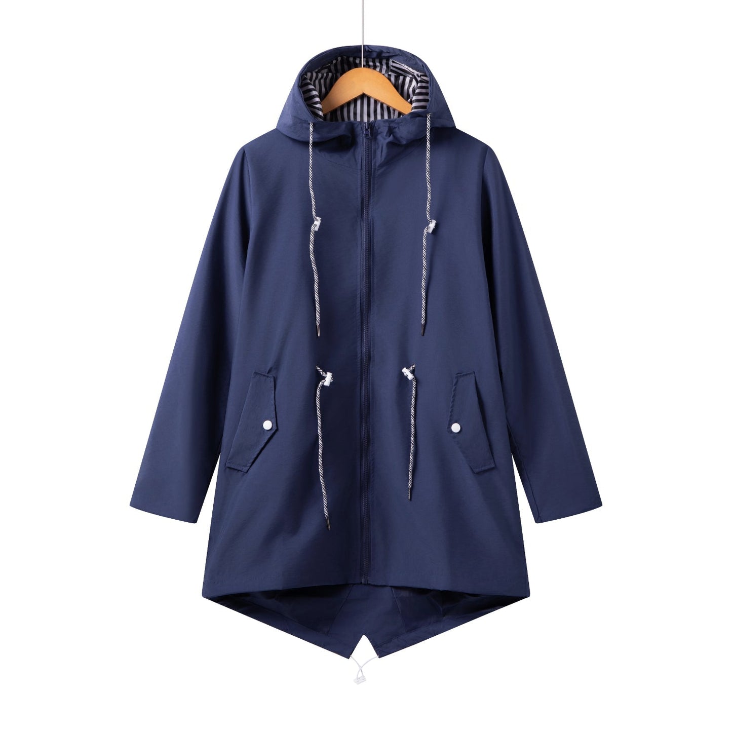 Veste longue imperméable femme à capuche