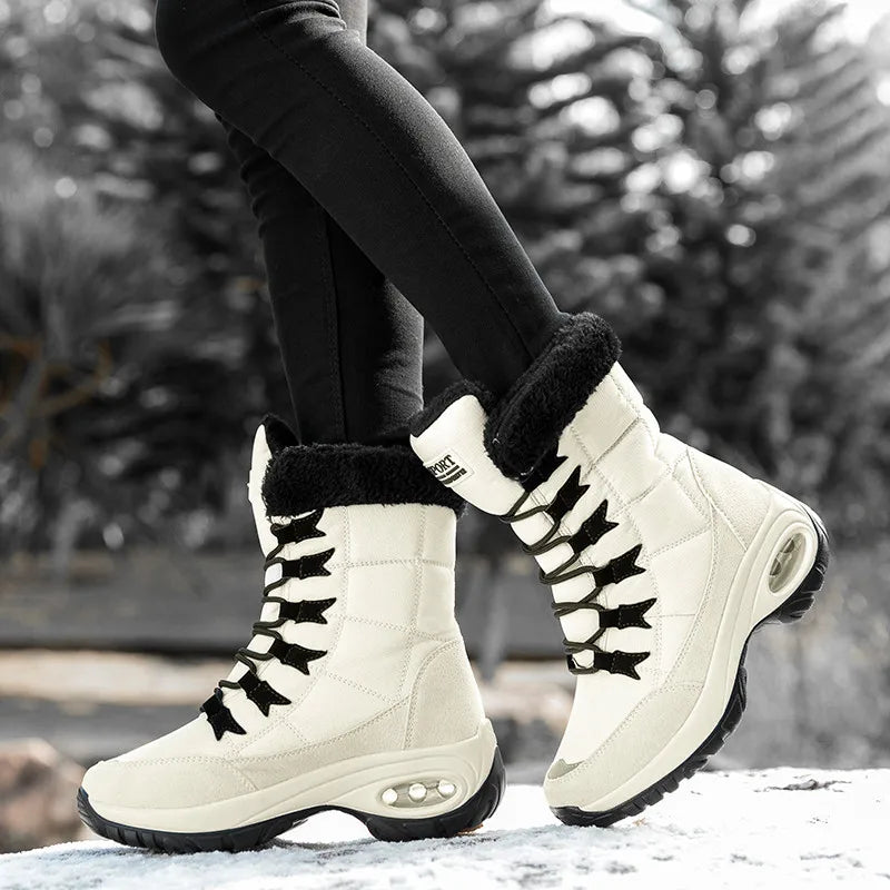 Wasserdichte Schneestiefel Damen Knöchelhoch Warm & Stilvoll - IdealeKleiden