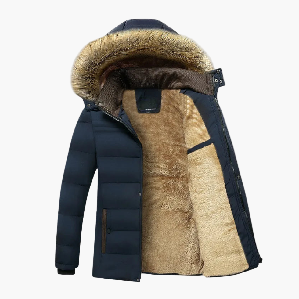 Parka d'hiver homme robuste capuche doublure fourrure