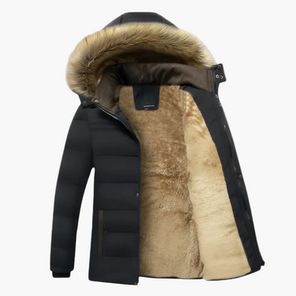 Parka d'hiver homme robuste capuche doublure fourrure