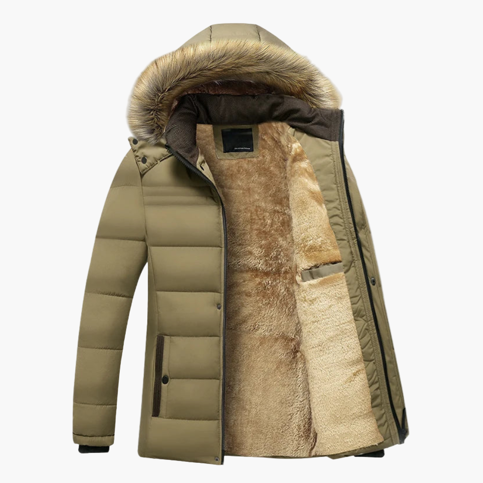 Parka d'hiver homme robuste capuche doublure fourrure