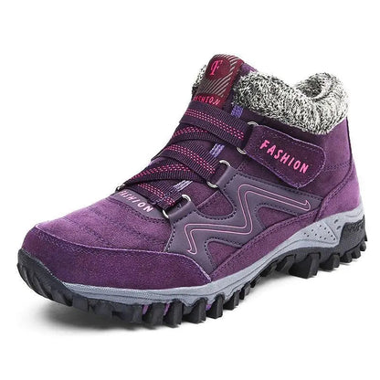 Bottines imperméables noires pour femmes - Bottes d'hiver chaudes en cuir noir