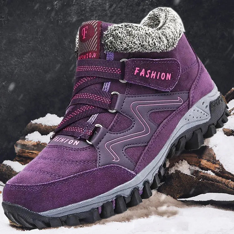 Wasserdichte Stiefeletten Schwarz Frauen - Warme Winterstiefel Lederschwarz - IdealeKleiden