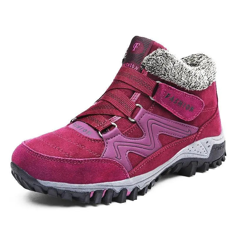 Bottines imperméables noires pour femmes - Bottes d'hiver chaudes en cuir noir