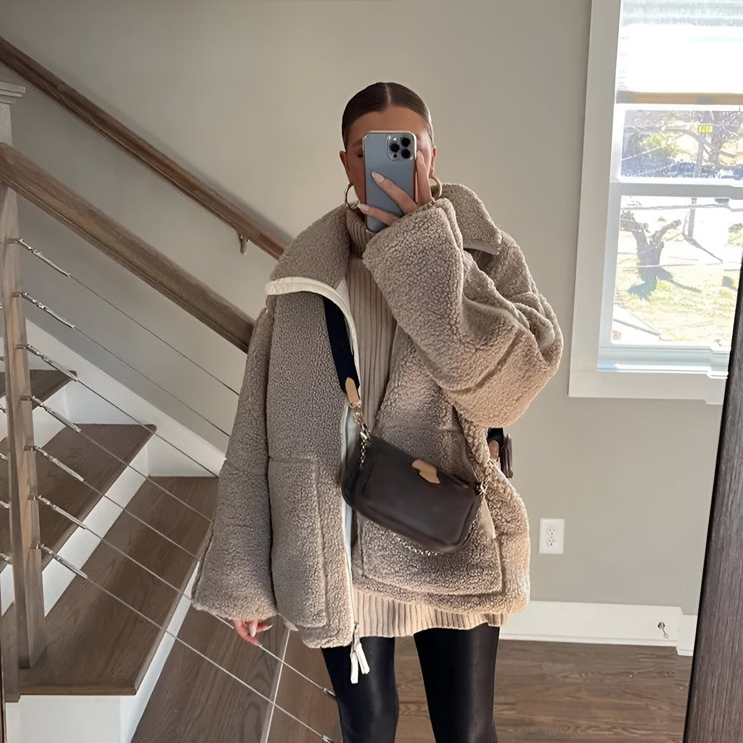 Veste d'hiver chaude pour femme style Teddy