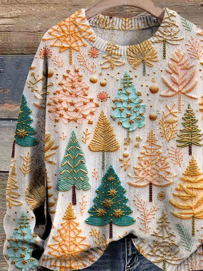 Weihnachtsstrickpullover Damen Oversized Baum-Motiv - IdealeKleiden