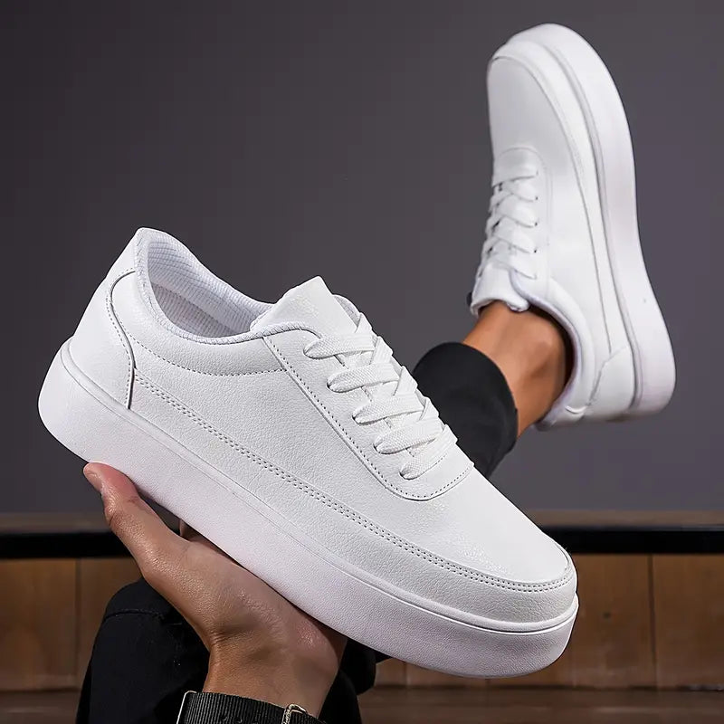 Weiße Herren Sneaker Lässig Schnürung Alltagsschuh - IdealeKleiden