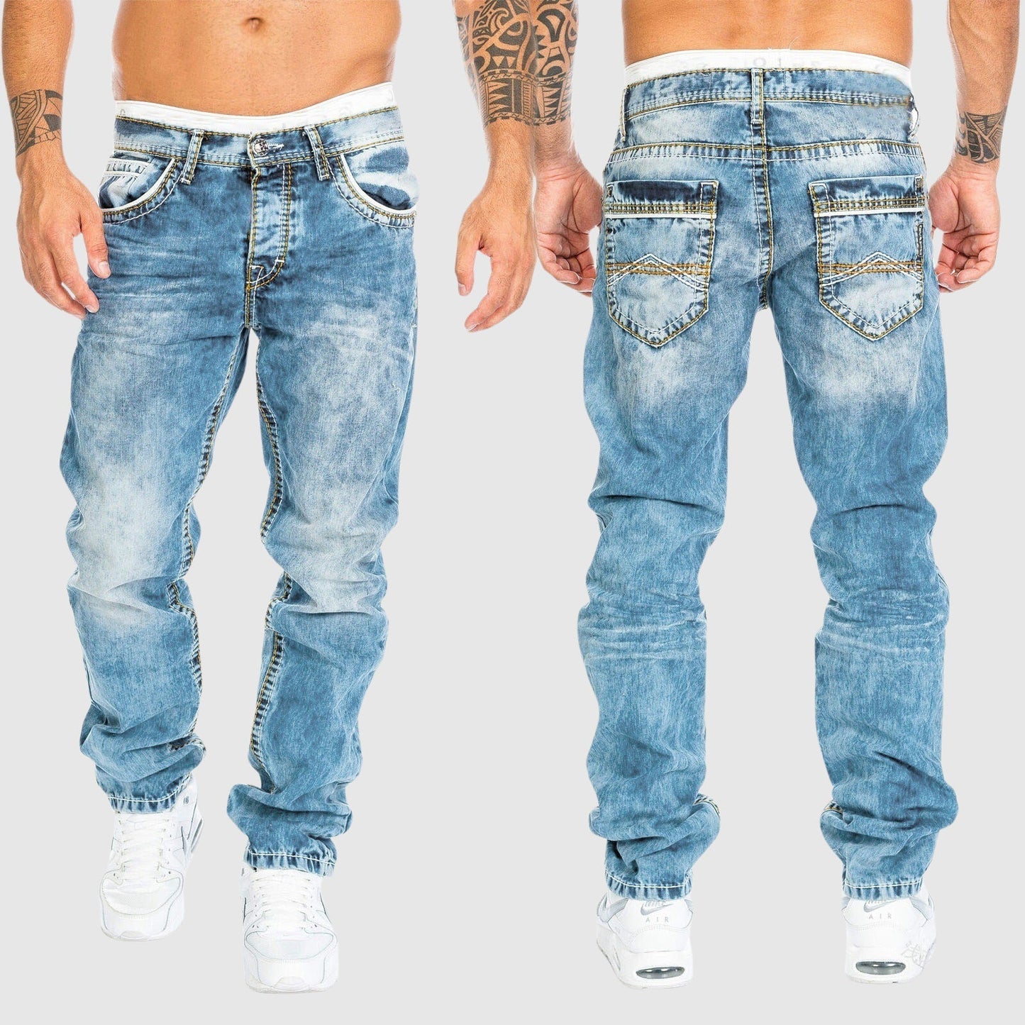 Jeans confortable homme Coupe Large Délavé