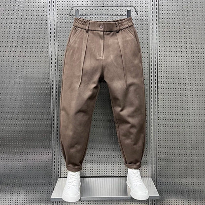 Pantalon homme Jambe large Plissé Mélange de laine