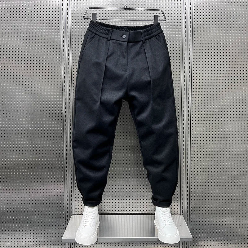 Pantalon homme Jambe large Plissé Mélange de laine