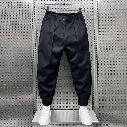 Pantalon homme Jambe large Plissé Mélange de laine