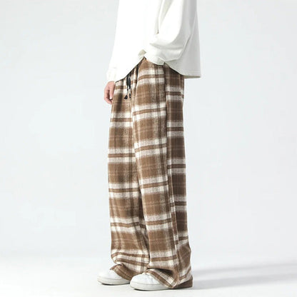 Pantalons à carreaux confortables pour hommes coupe décontractée