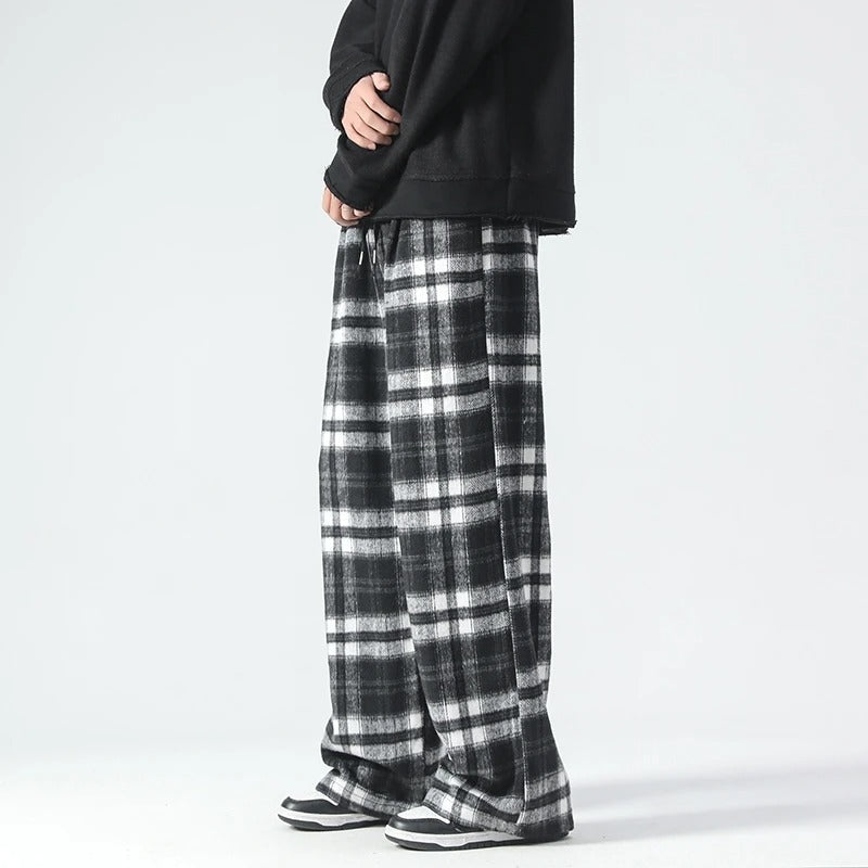 Pantalons à carreaux confortables pour hommes coupe décontractée