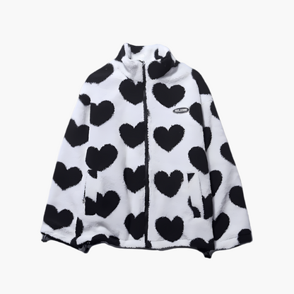 Veste polaire élégante avec motif cœur