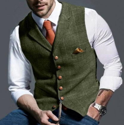 Gilet à carreaux pour hommes style tweed