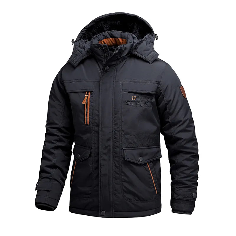 Veste d'hiver imperméable pour homme avec capuche amovible