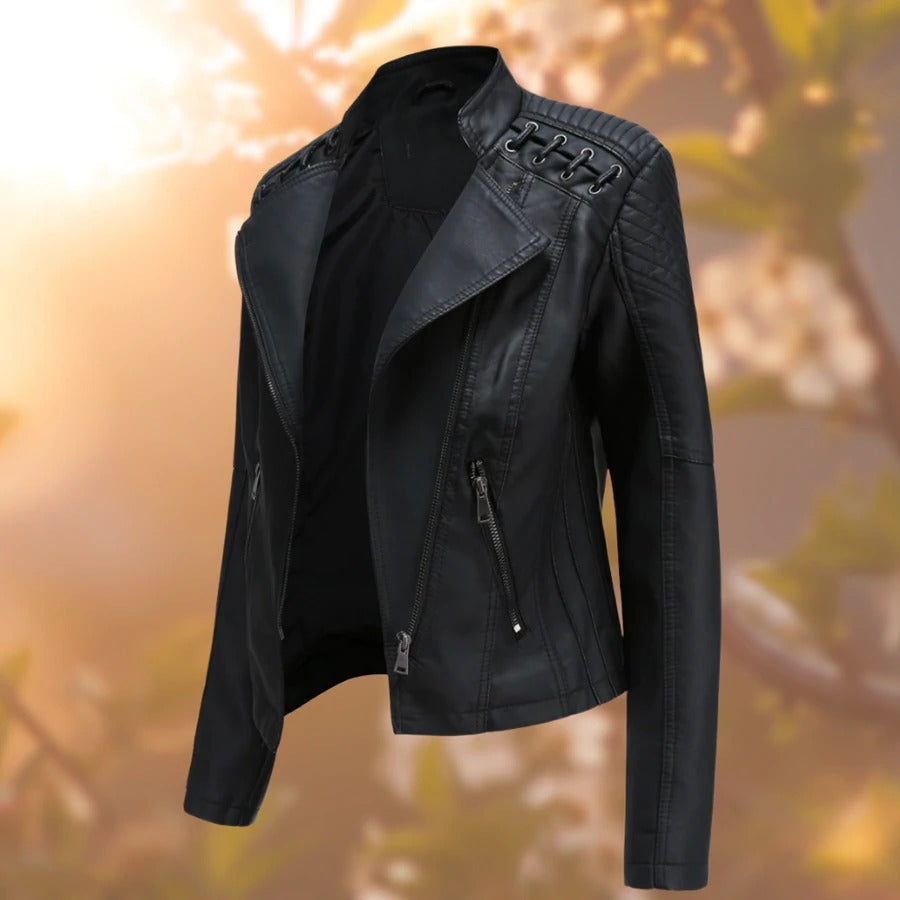 Élégante veste en cuir noir intemporelle
