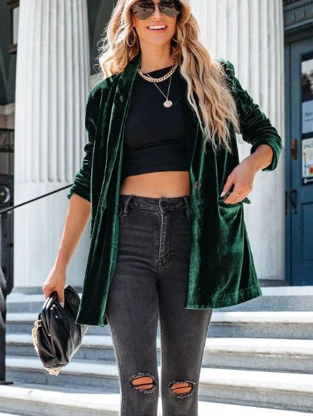 Eleganter Samt-Blazer - IdealeKleiden