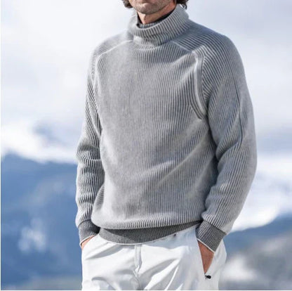 Pull en tricot polaire chaud pour homme à col montant
