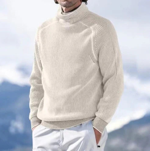 Pull en tricot polaire chaud pour homme à col montant
