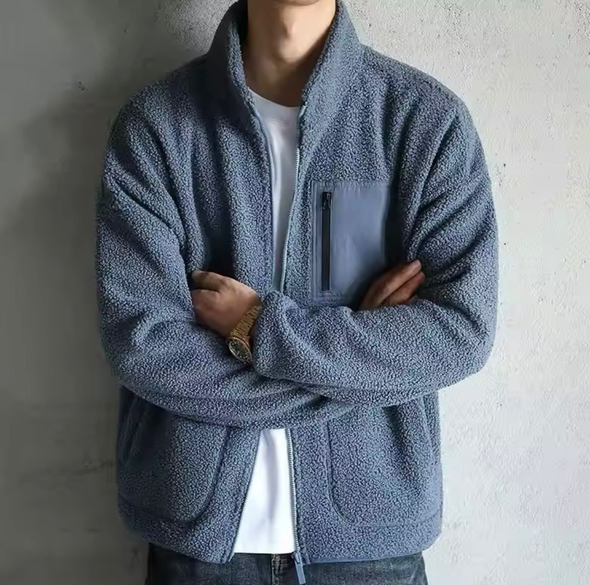 Veste zippée chaude pour homme avec de nombreuses poches