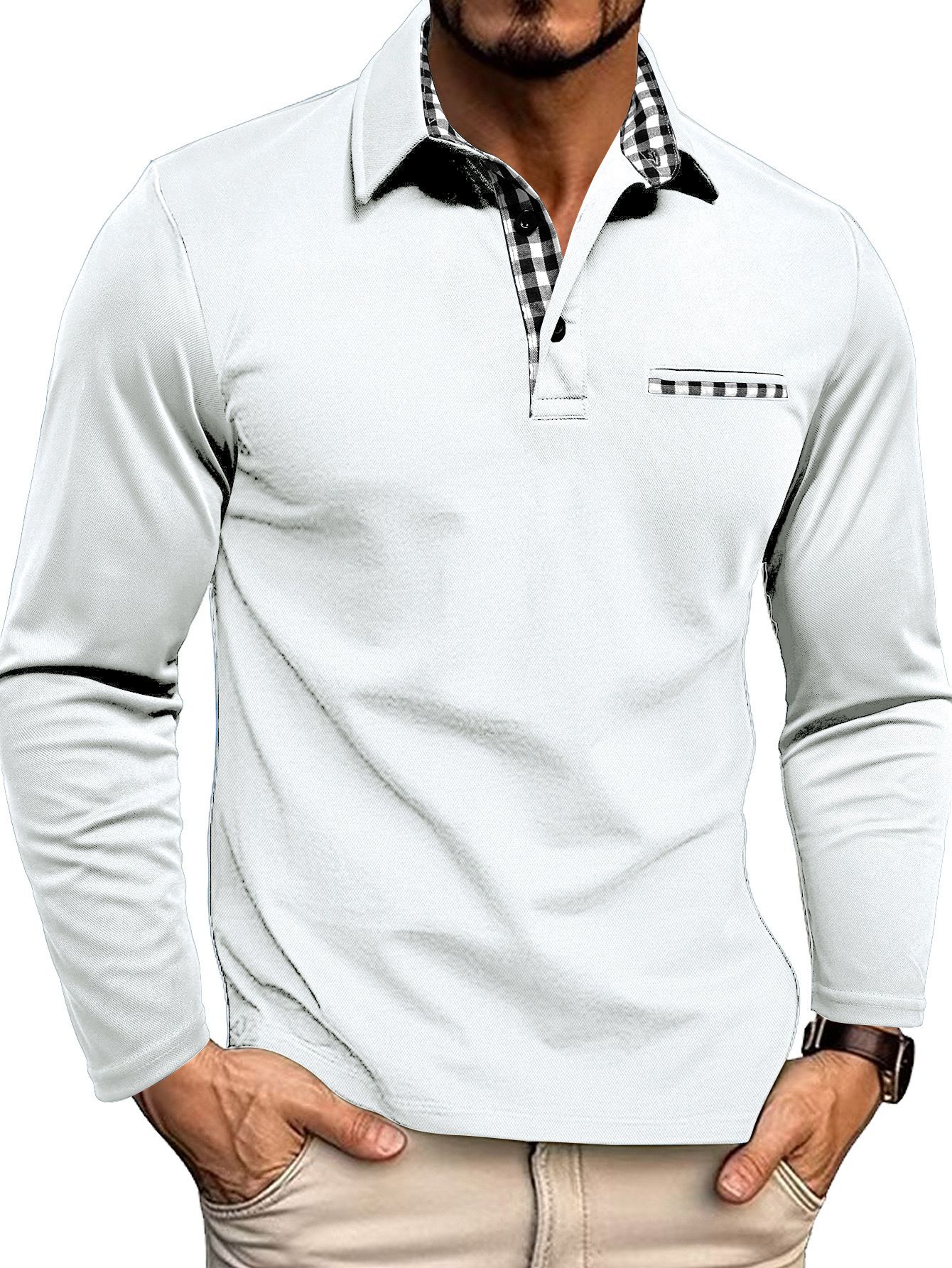 Polo-shirt à manches longues pour homme Qualité confortable